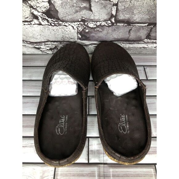 Elite By Walking Cradles Brown Leather Croc Comfort SlipOn Cork Clogs Women Sz 8 - Picture 7 of 16